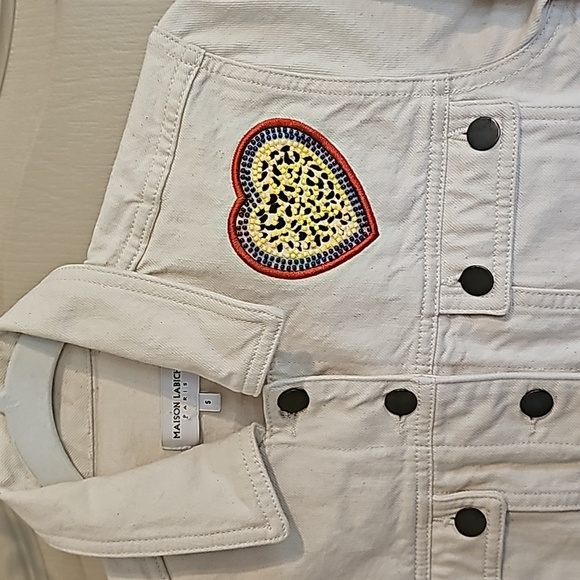 Maison Labiche PARIS small Ecru heart jean jacket 😍 ♥️ Anthropologie - Picture 3 of 8